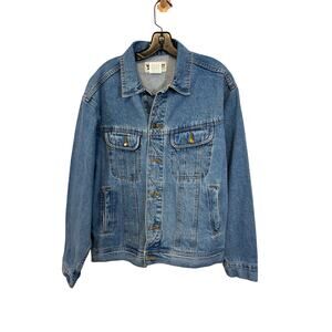 Wrangler Rugged Wear Mens Denim Trucker Jacket Cowboy Western Workwear Cotton L